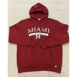 VTG Russell Athletics Miami University Red Hawks Hoodie Cozy Red Size Large